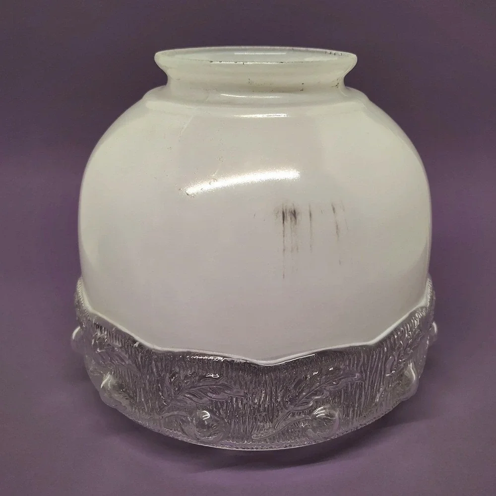 Vintage‎ Glass Ceiling Light Shade Embossed Floral Globe Frosted Diffuser 8x7